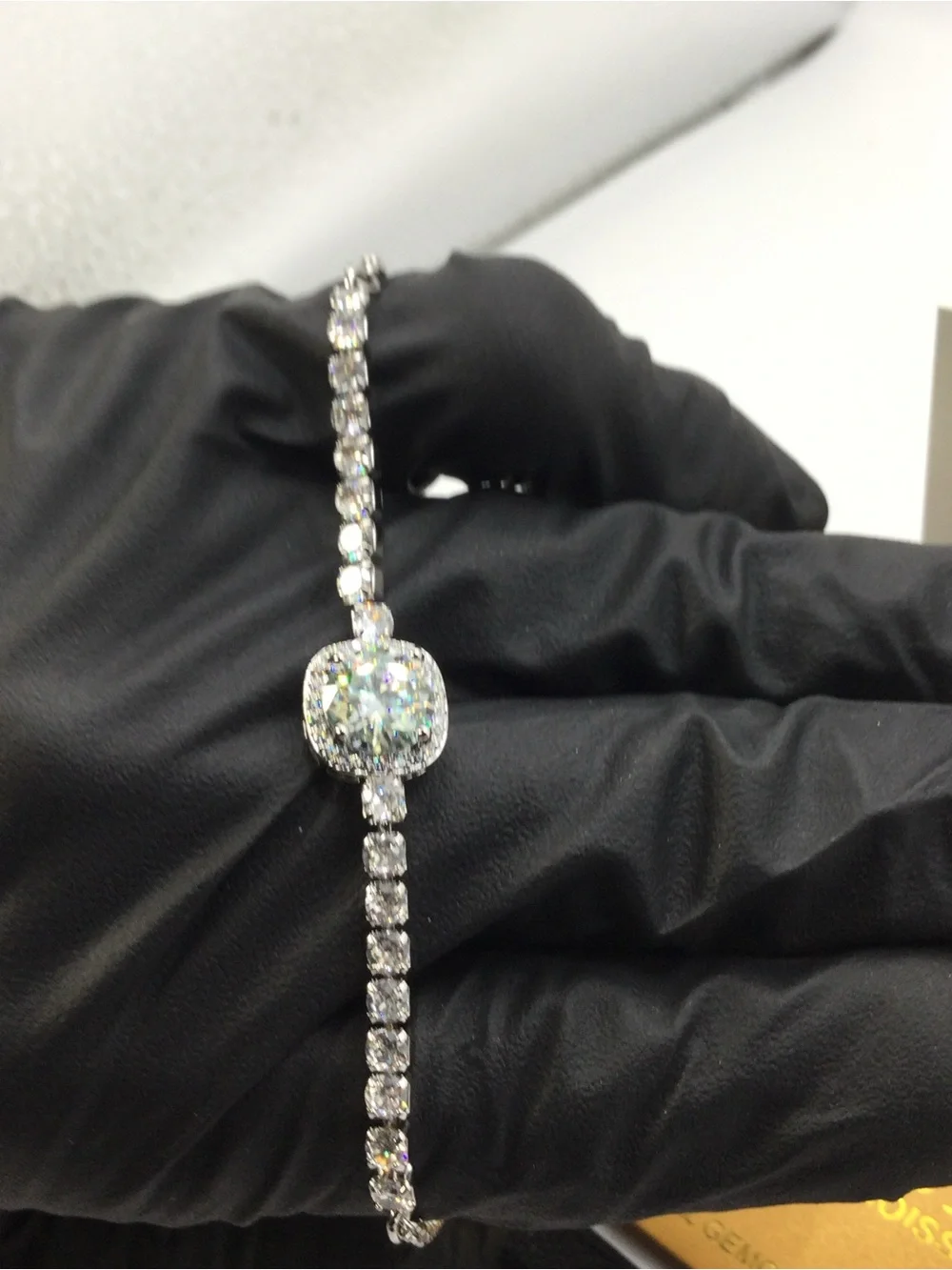 Dazzling White Cushion-Cut Halo Tennis Bracelet - Women